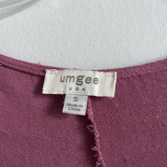 Umgee Size S Mauve Pink Tie Dye Frayed Short Sleeve Linen Blend Tunic Dress - Picture 3 of 6